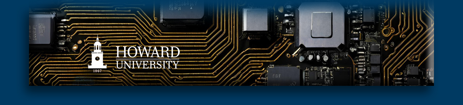 Motherboard Website footer image of circuits and the Howard Logo